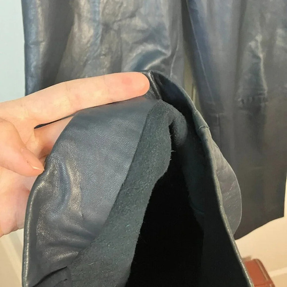 Vintage Creation Jez Montreal Navy Blue Leather Pants Straight Leg Lined - Picture 7 of 10